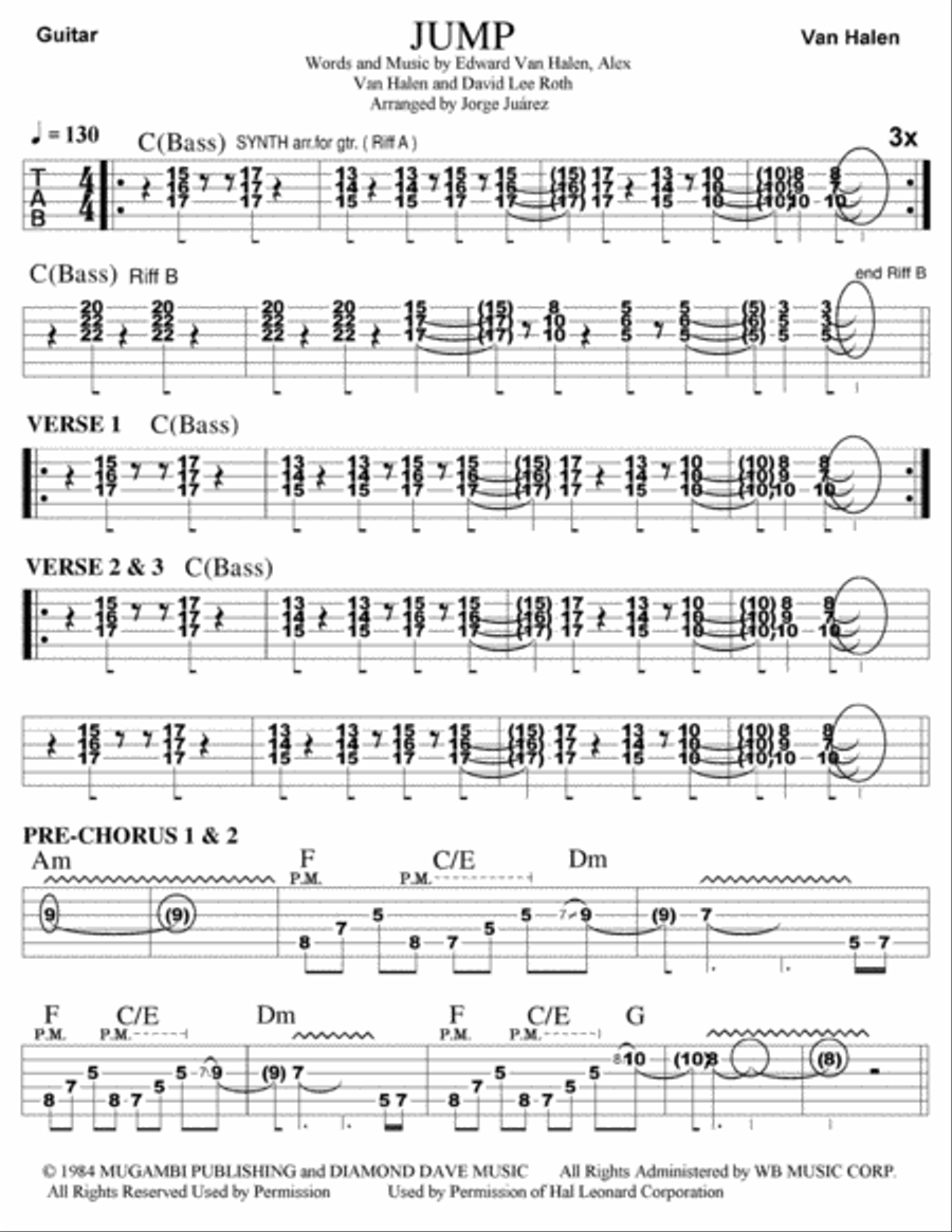 Jump Electric Guitar scores gallery preview page 1