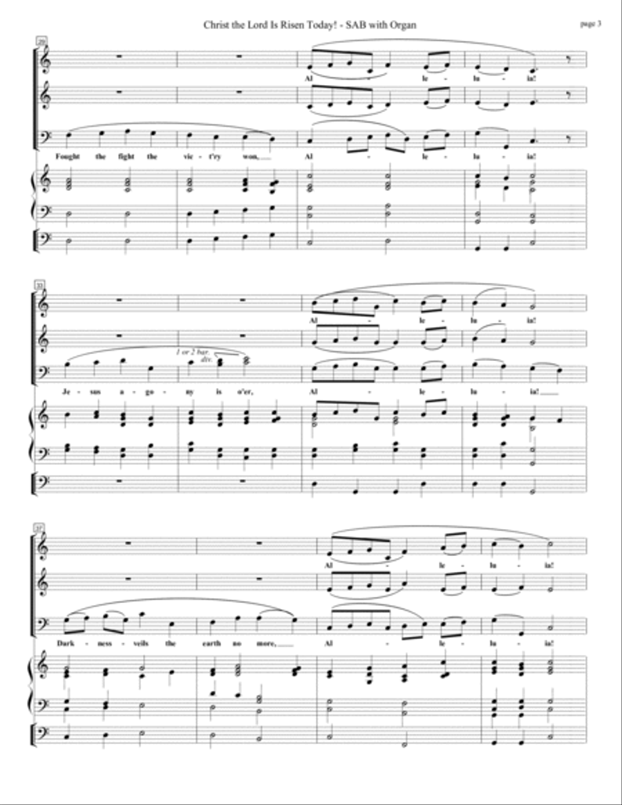 Christ the Lord is Risen Today! with Organ Accompaniment 3-Part scores gallery preview page 3