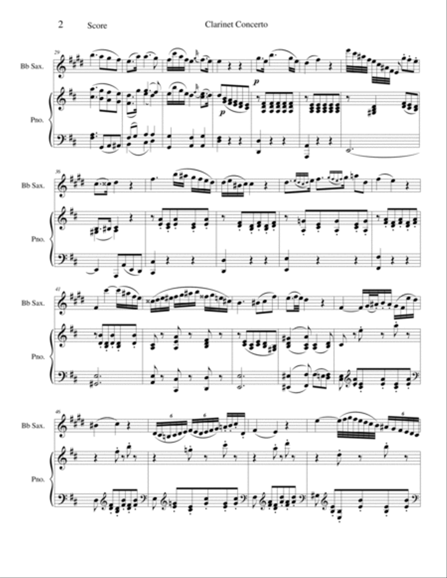 Adagio (Mvt. II) from Clarinet Concert Clarinet scores gallery preview page 2