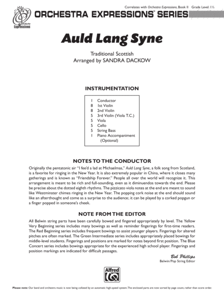 Auld Lang Syne: Score
