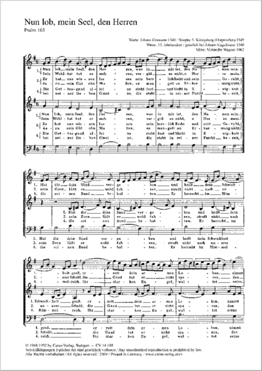 My soul, now bless thy Maker (Nun lob, mein Seel, den Herren) 3-Part scores gallery preview page 6