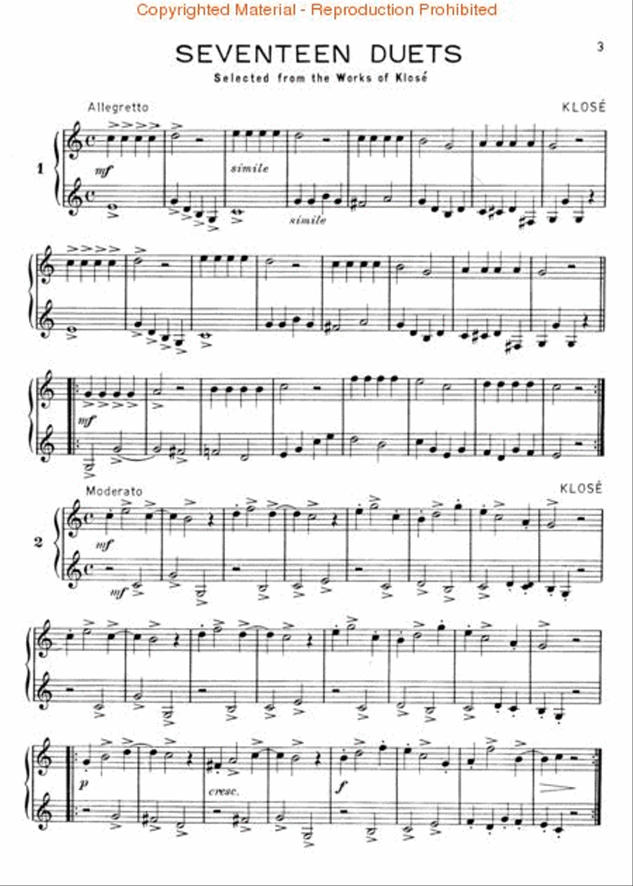 Selected duets for shop clarinet volume 1