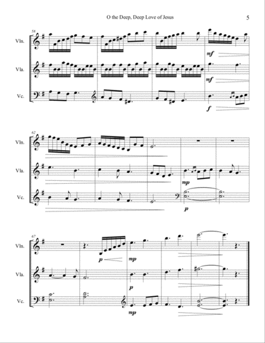 Two Sacred Trios (Oh, the Deep Deep Love of Jesus/It Is Well With My Soul) String Trio scores gallery preview page 6