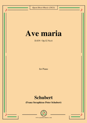 Book cover for Schubert-Ave maria,D.839(Op.52 No.6),in B flat Major