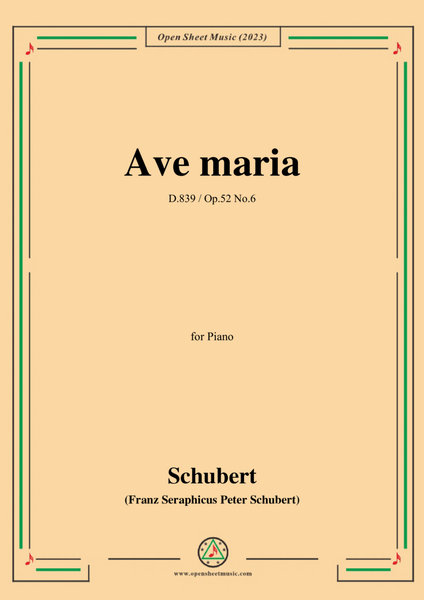Schubert-Ave maria,D.839(Op.52 No.6),in B flat Major image number null