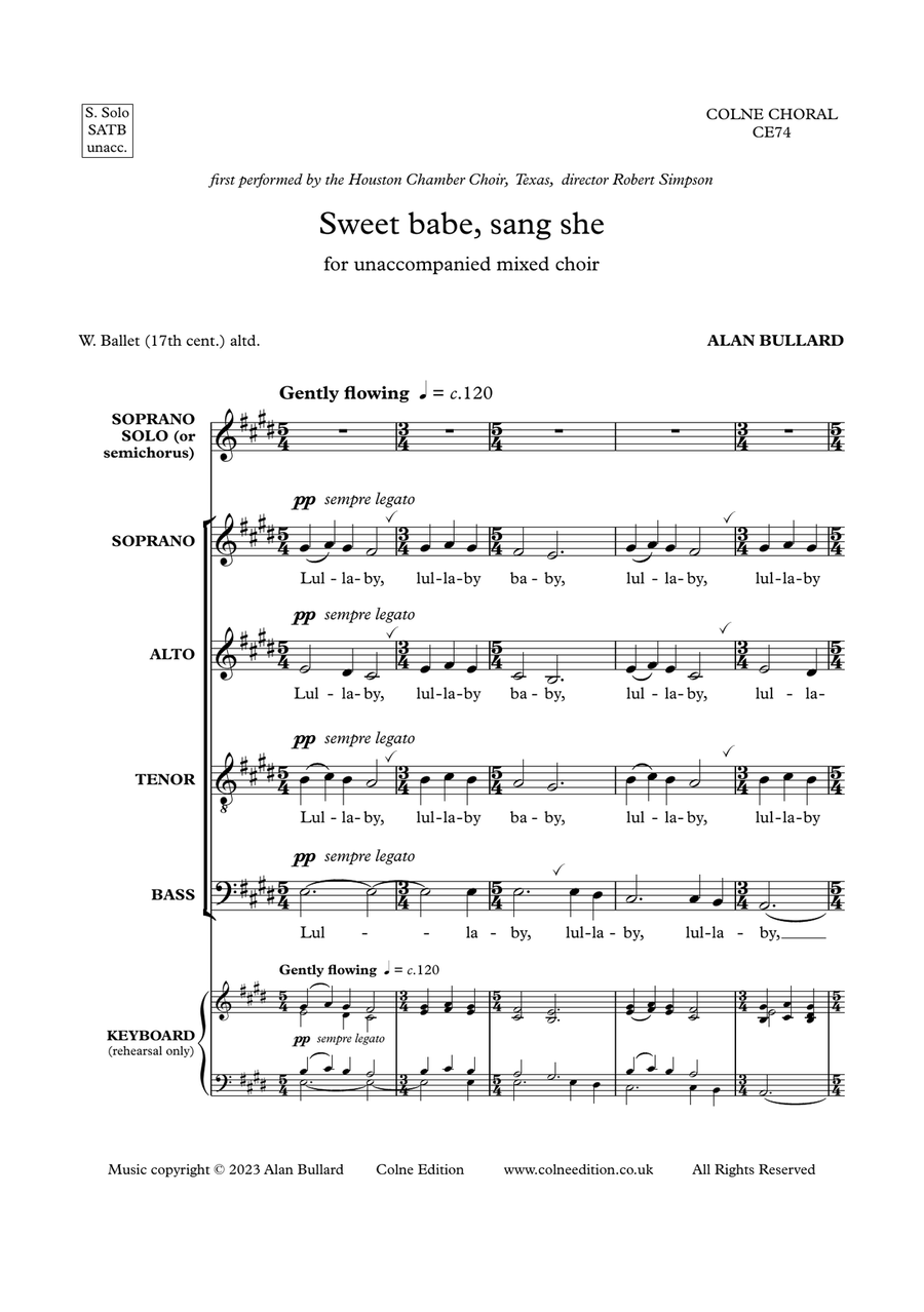 Sweet babe, sang she (SATB with solo soprano or semichorus) 4-Part scores gallery preview page 2