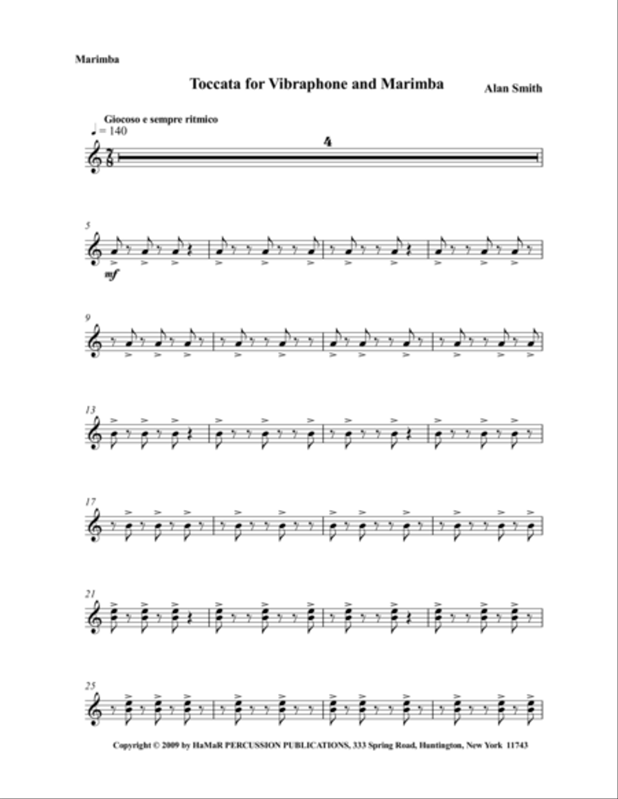 Toccata for Vibe & Marimba Marimba scores gallery preview page 1