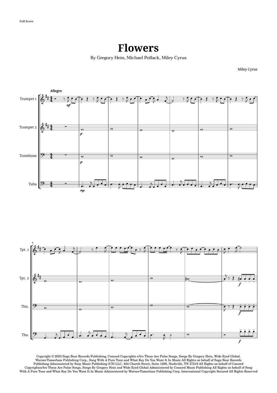 Flowers Brass Quartet scores gallery preview page 1
