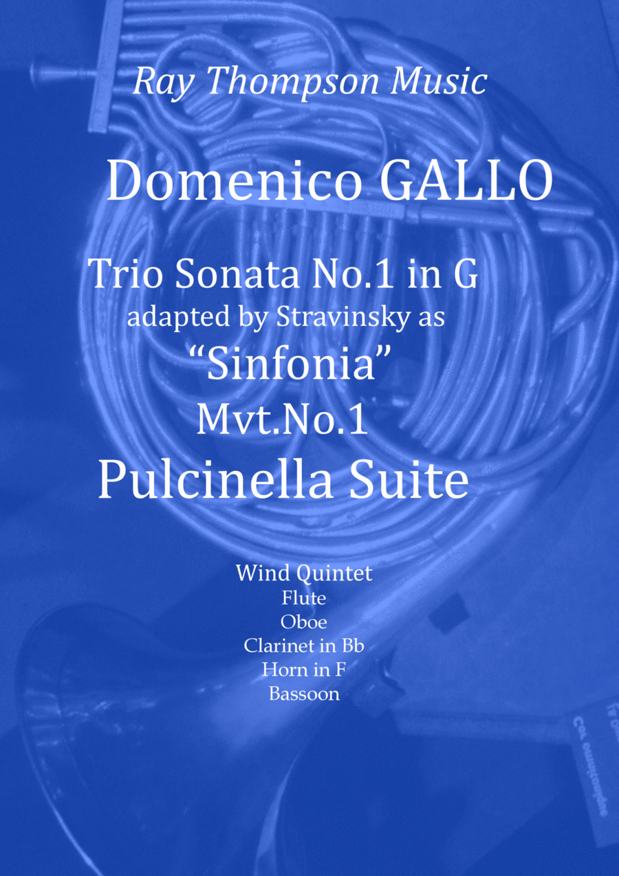 Gallo: Trio Sonata No.1 in G Mvt.1 (Pulcinella Suite Mvt.I Sinfonia) - wind quintet Woodwind Quintet scores gallery preview page 1