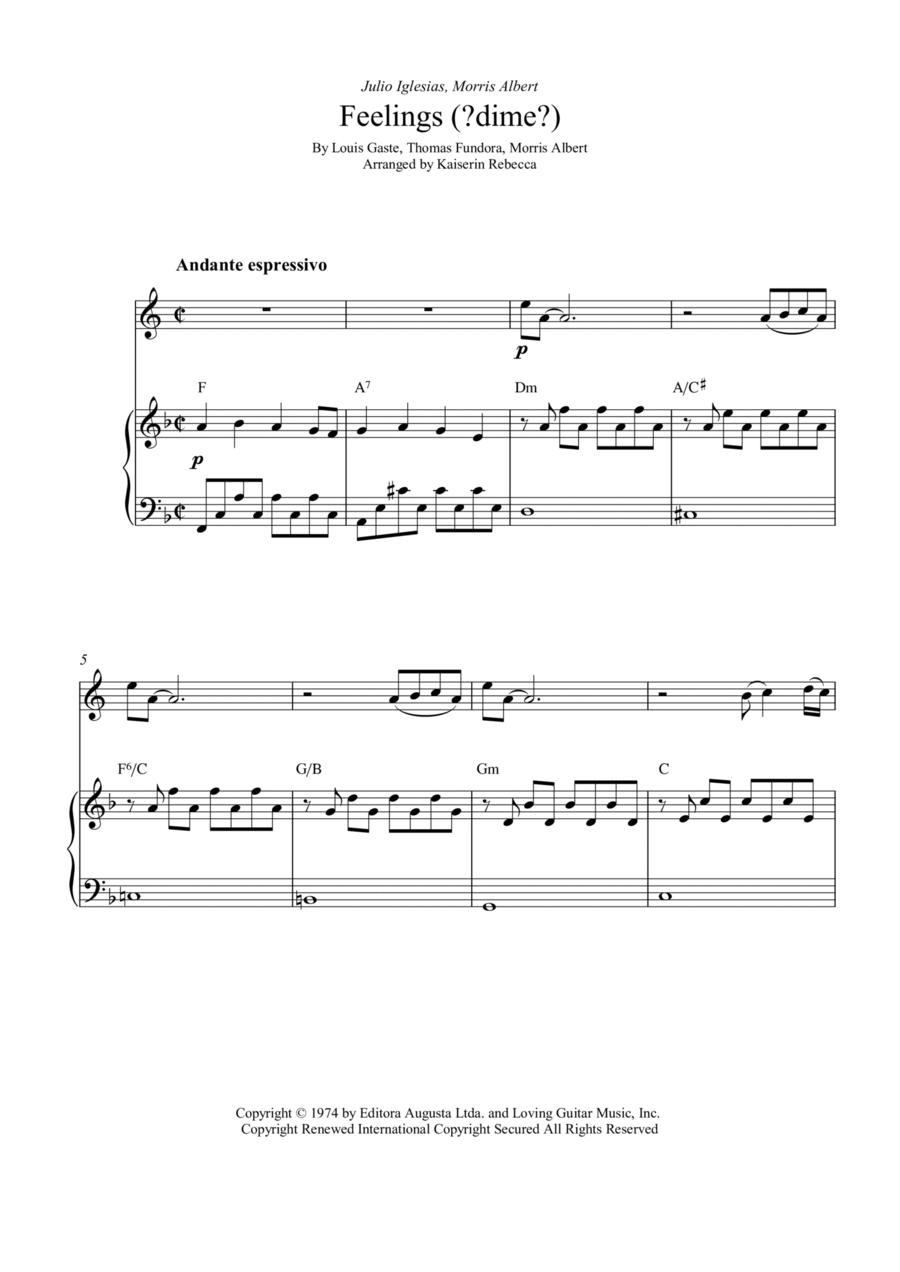 Feelings (?dime?) Feelings (?dime?) English Horn scores gallery preview page 1