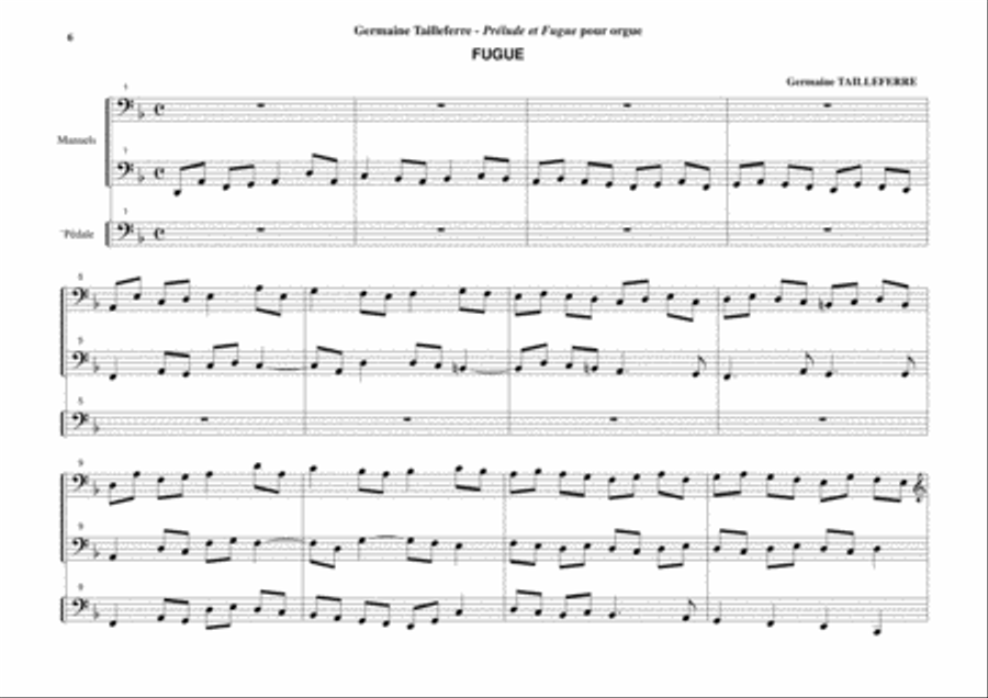 Germaine Tailleferre: Prelude and Fugue for organ Organ Solo scores gallery preview page 6