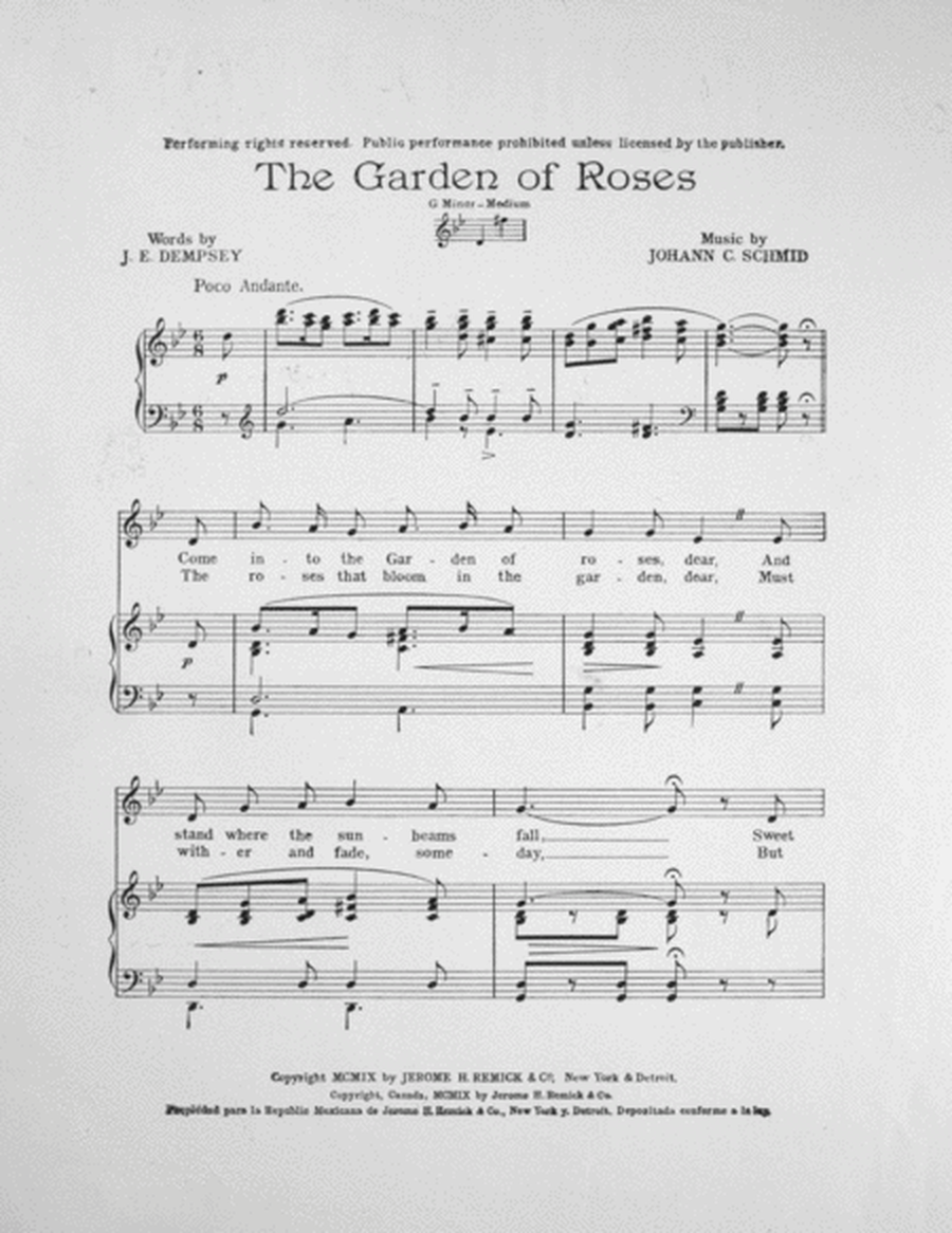 The Garden of Roses. Song