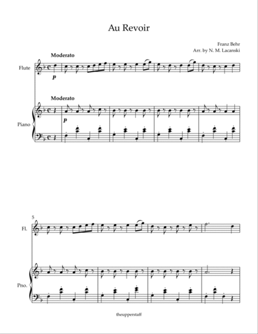 Au Revoir Flute Solo scores gallery preview page 2