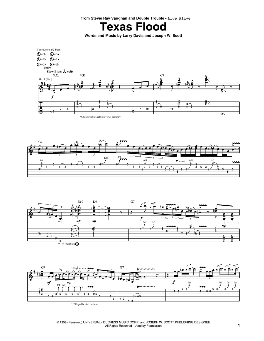 Texas Flood Texas Flood Acoustic Guitar scores gallery preview page 1