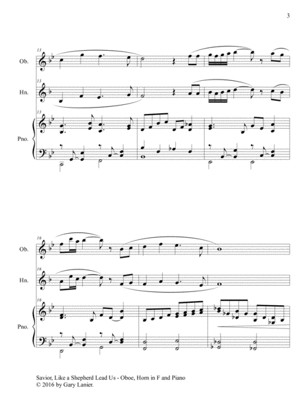 SAVIOR, LIKE A SHEPHERD LEAD US (Trio – Oboe, Horn in F & Piano with Parts) image number null