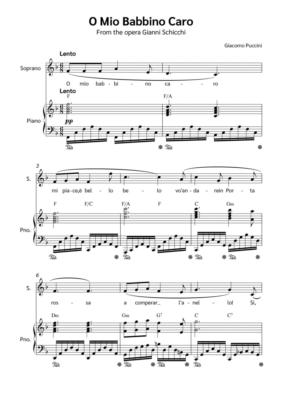 O Mio Babbino Caro Voice scores gallery preview page 1