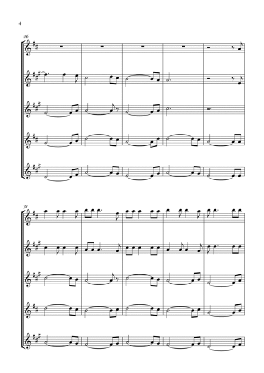 Hallelujah Saxophone Quintet scores gallery preview page 4