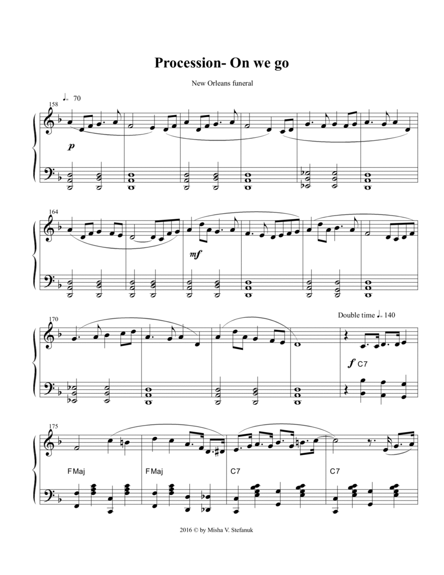 Procession- On We Go, New Orleans Easy Piano scores gallery preview page 1