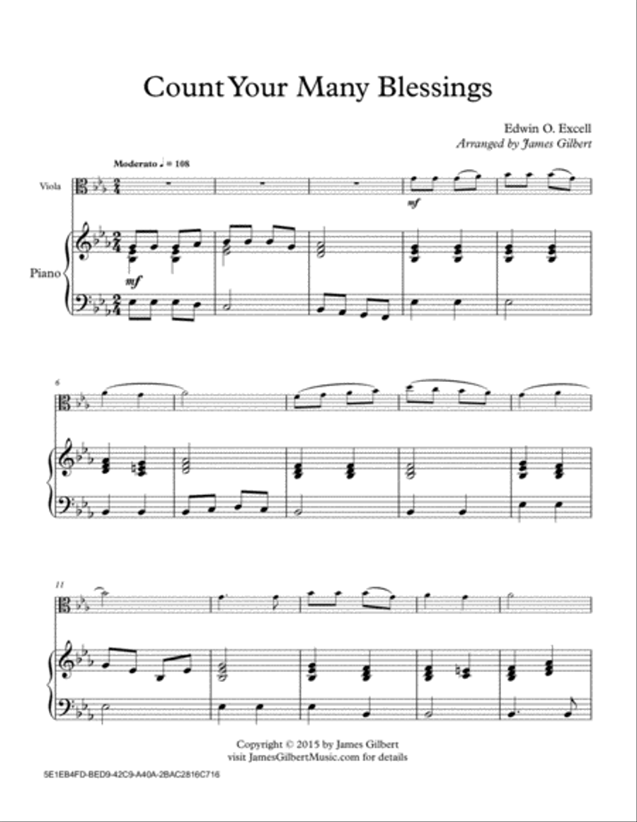 Count Your Many Blessings Viola scores gallery preview page 1