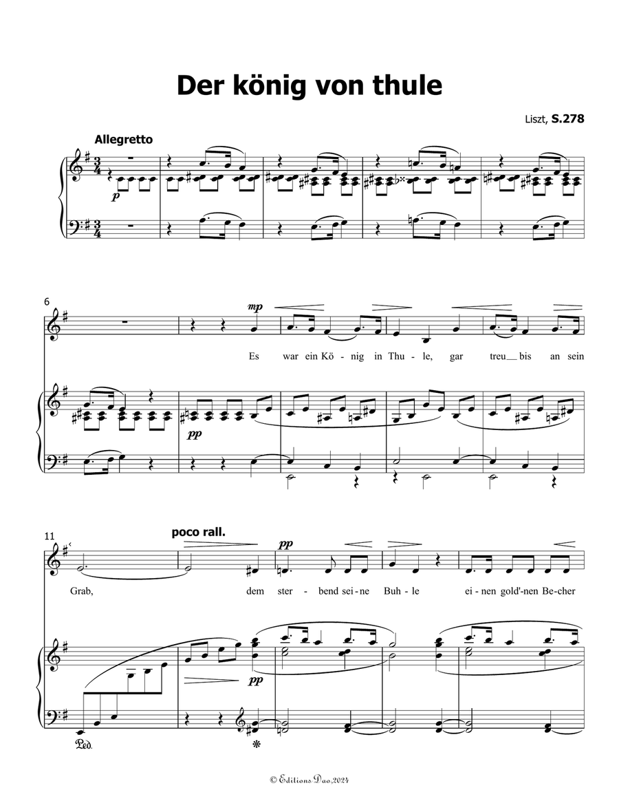 Der konig von thule, by Liszt, S.278, in e minor Voice scores gallery preview page 3