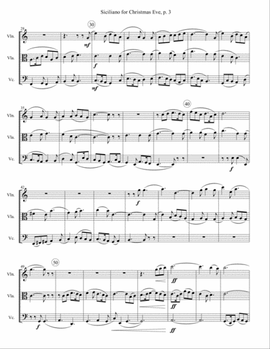 Siciliano for Christmas Eve - String Trio String Trio scores gallery preview page 3