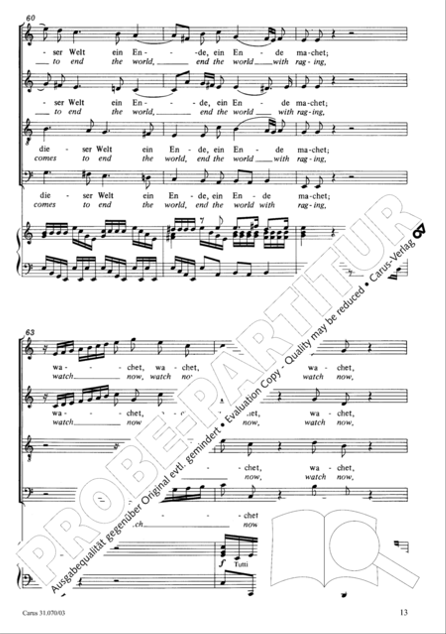 Watch now, praying, praying, watch now (Wachet! betet! betet! wachet!) 4-Part scores gallery preview page 17