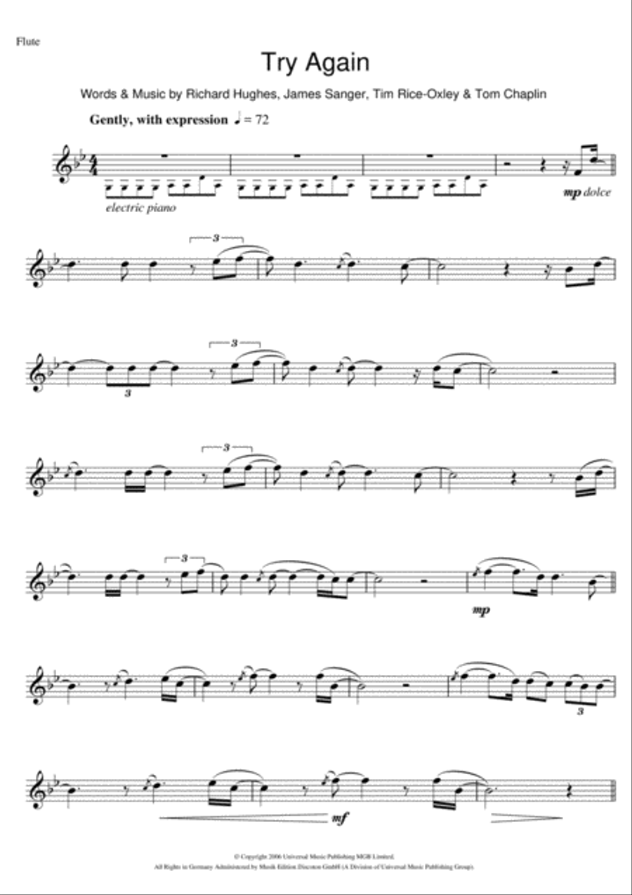 Try Again Flute Solo scores gallery preview page 1