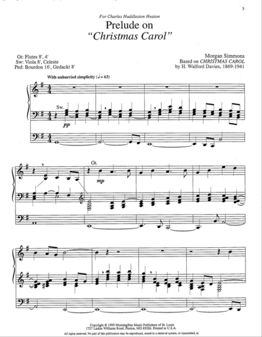 Prelude on Christmas Carol Organ scores gallery preview page 2