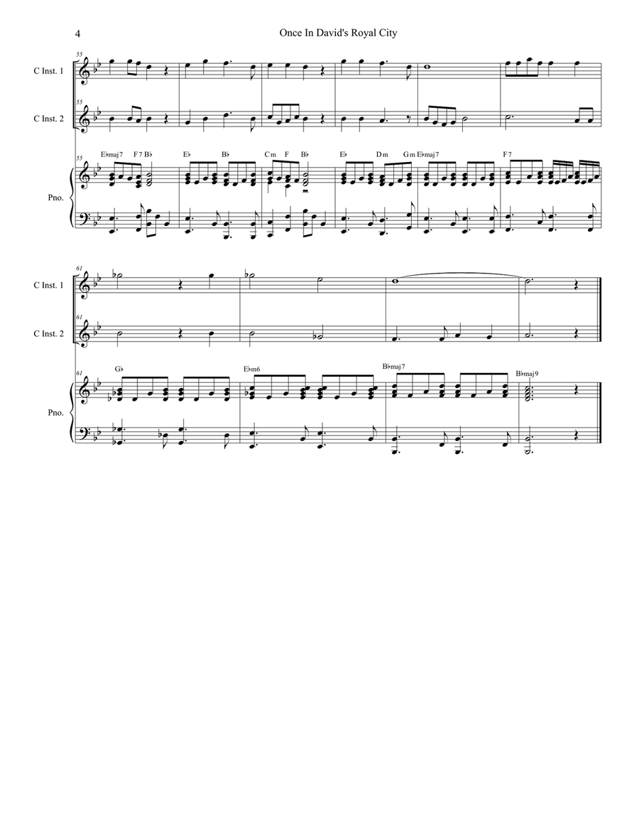 Once In Royal David's City (Duet for C-Instruments) Flute scores gallery preview page 4