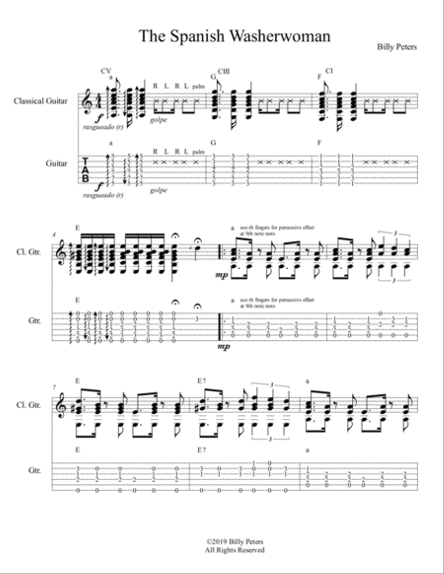 The Spanish Washerwoman Guitar Tablature scores gallery preview page 1
