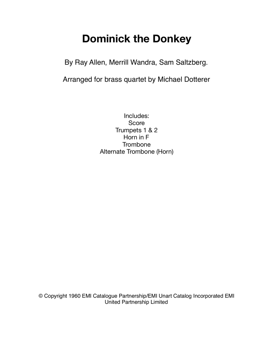 Dominick, The Donkey Brass Ensemble scores gallery preview page 1
