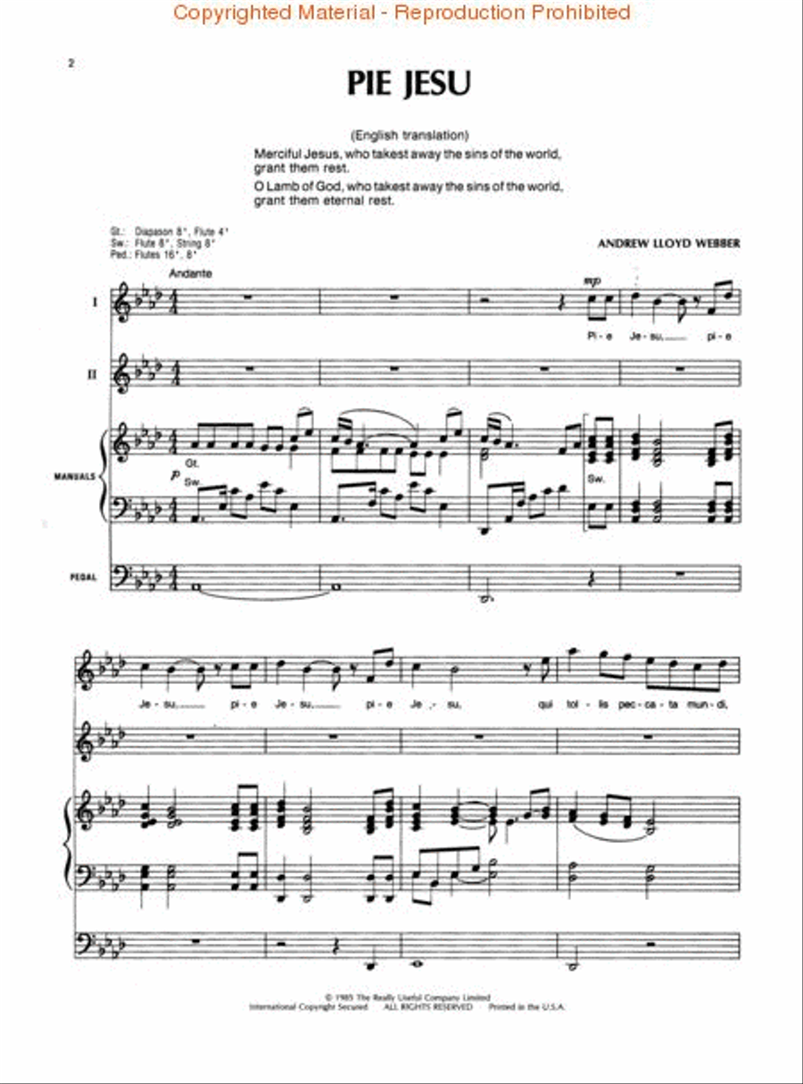 Pie Jesu (from Requiem) Organ Accompaniment scores gallery preview page 2