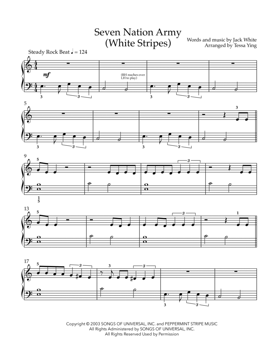 Seven Nation Army Seven Nation Army Easy Piano scores gallery preview page 1