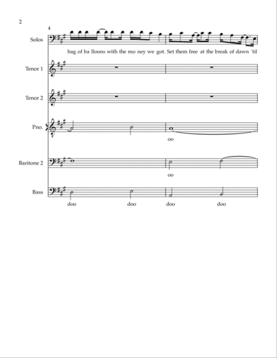 99 Red Balloons (99 Luftballons) A Cappella scores gallery preview page 2