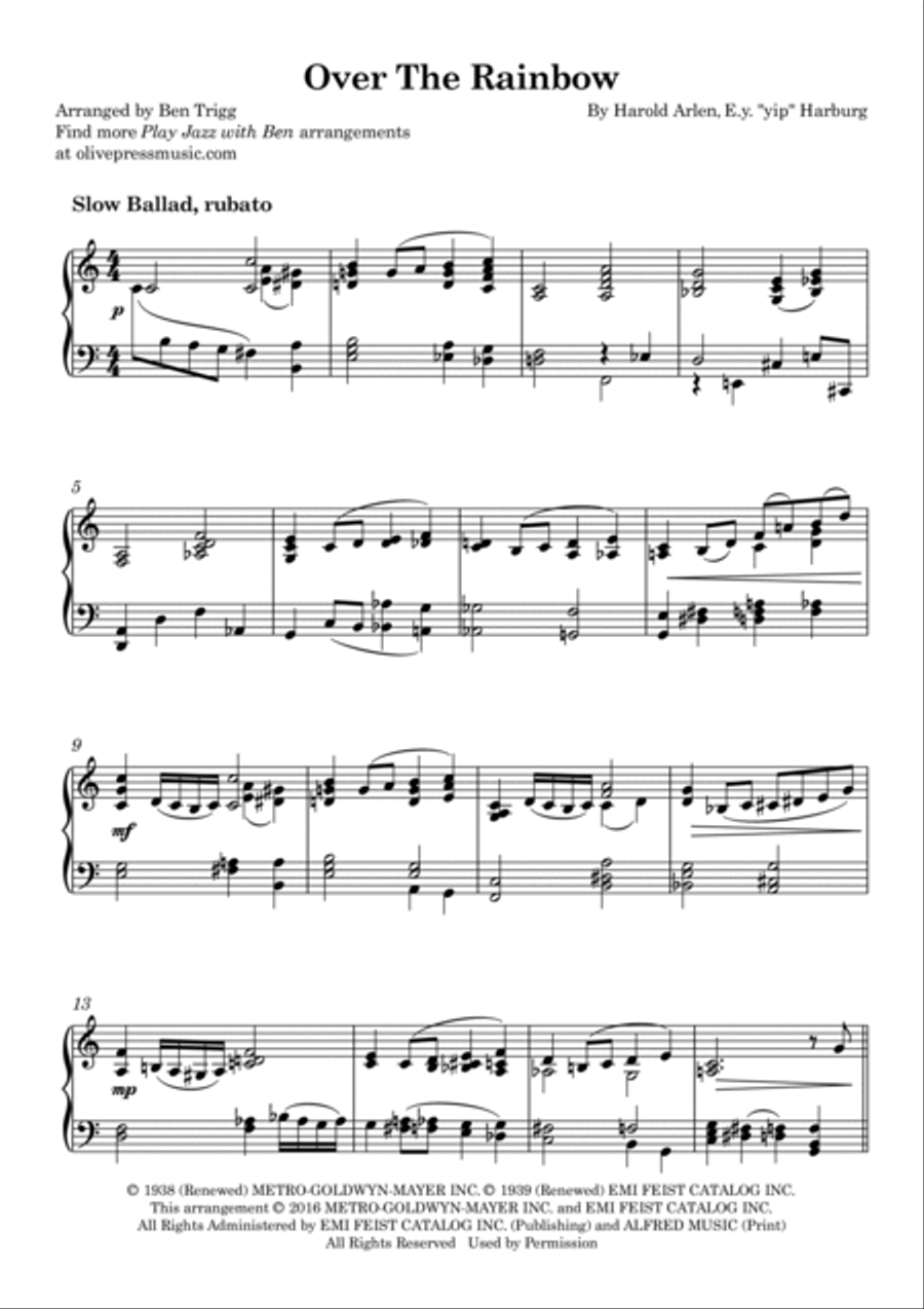 Over The Rainbow Piano Solo scores gallery preview page 2