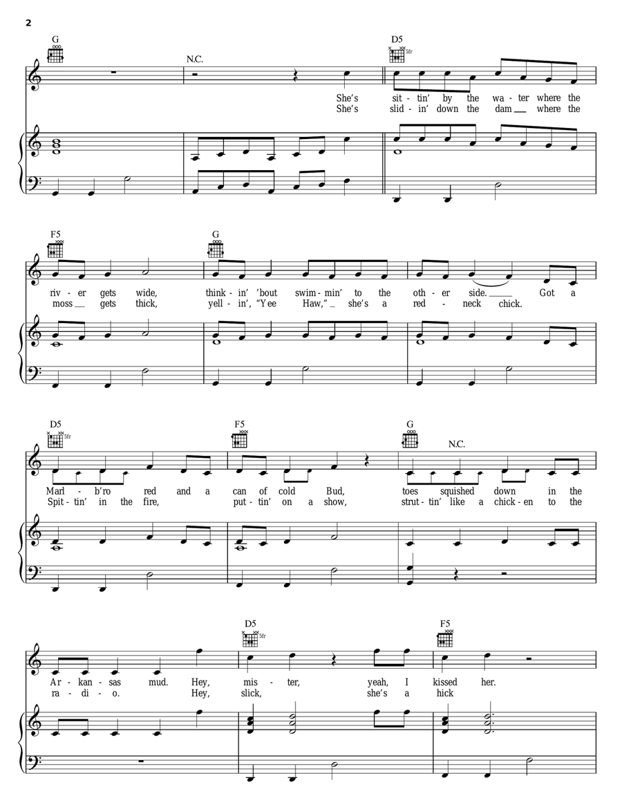 She's A Hottie She's A Hottie Piano, Vocal, Guitar scores gallery preview page 2
