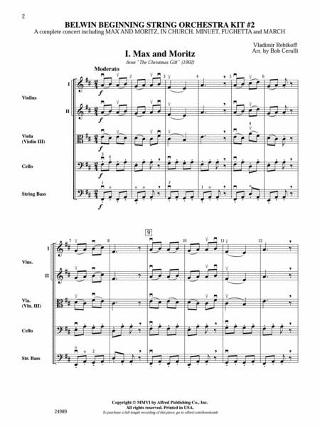 Belwin Beginning String Orchestra Kit #2 by Vladimir Rebikov Orchestra - Sheet Music