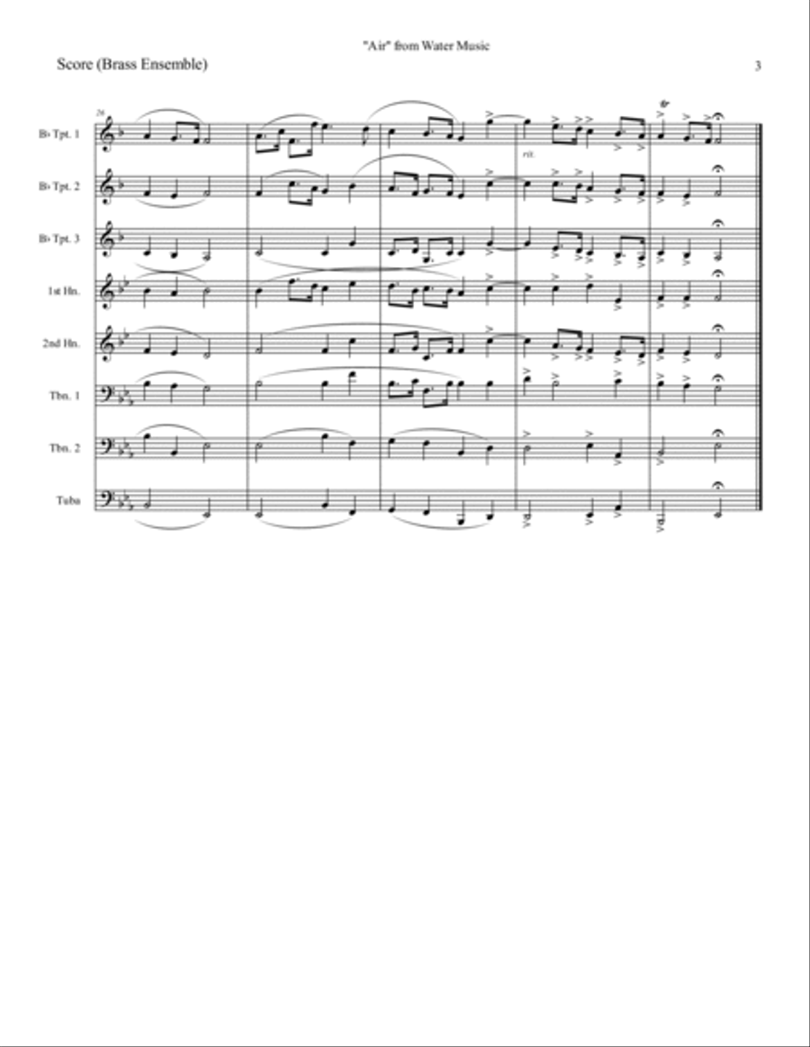 Air (from Water Music) Brass Ensemble scores gallery preview page 4