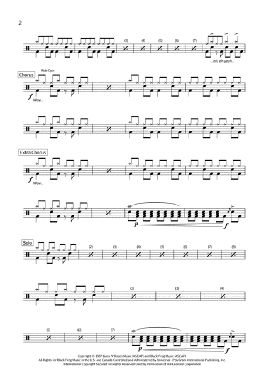 Sweet Child O' Mine Drum Set scores gallery preview page 2