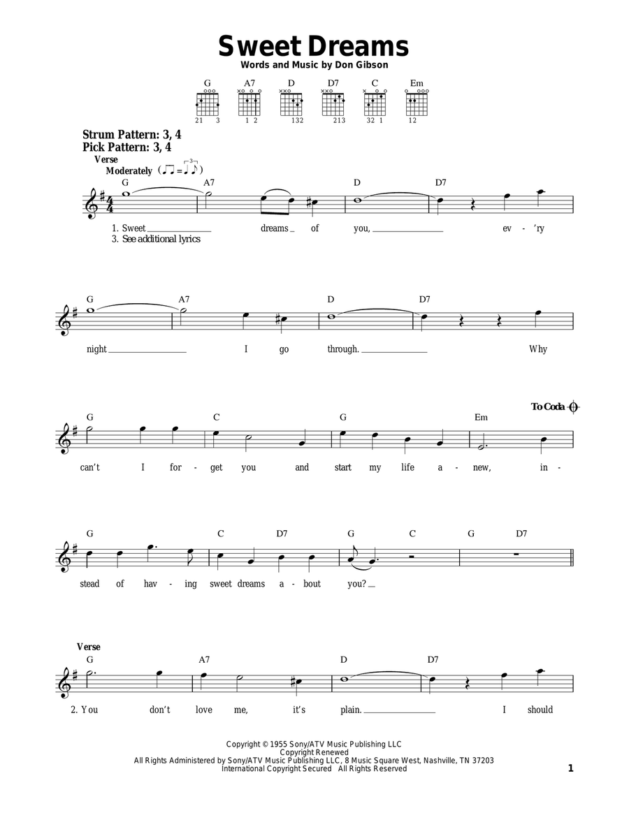 Sweet Dreams Electric Guitar scores gallery preview page 1