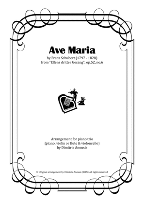 Book cover for Franz Schubert's Ave Maria - Amazing arrangement for piano trio (pno, vln or flute & cello)