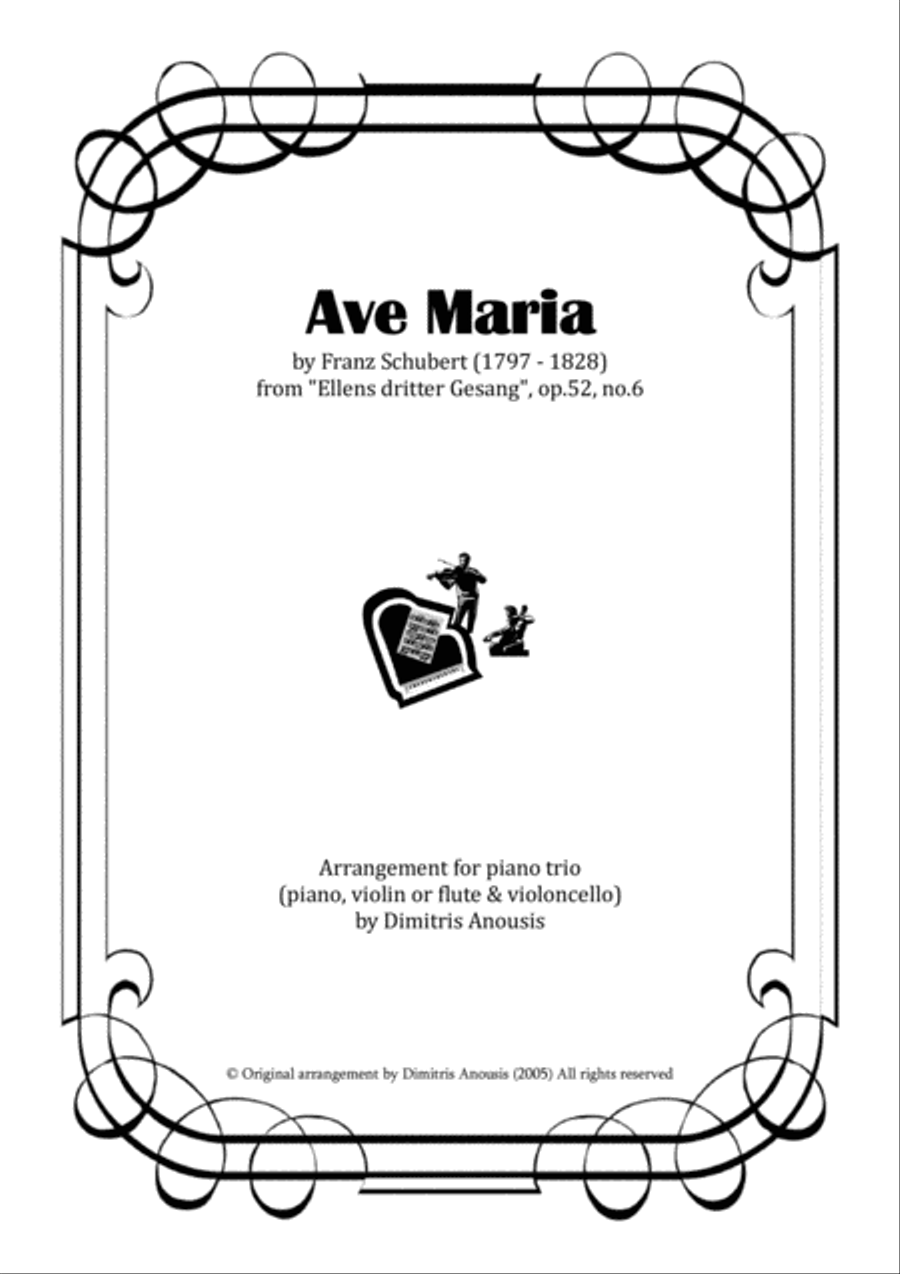 Franz Schubert's Ave Maria - Amazing arrangement for piano trio (pno, vln or flute & cello) image number null