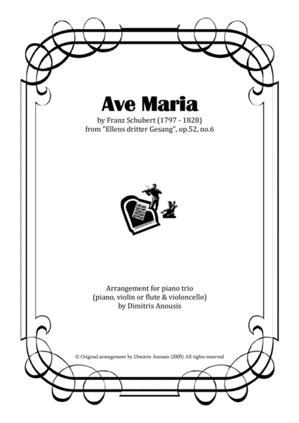 Franz Schubert's Ave Maria - Amazing arrangement for piano trio (pno, vln or flute & cello) Flute - Digital Sheet Music
