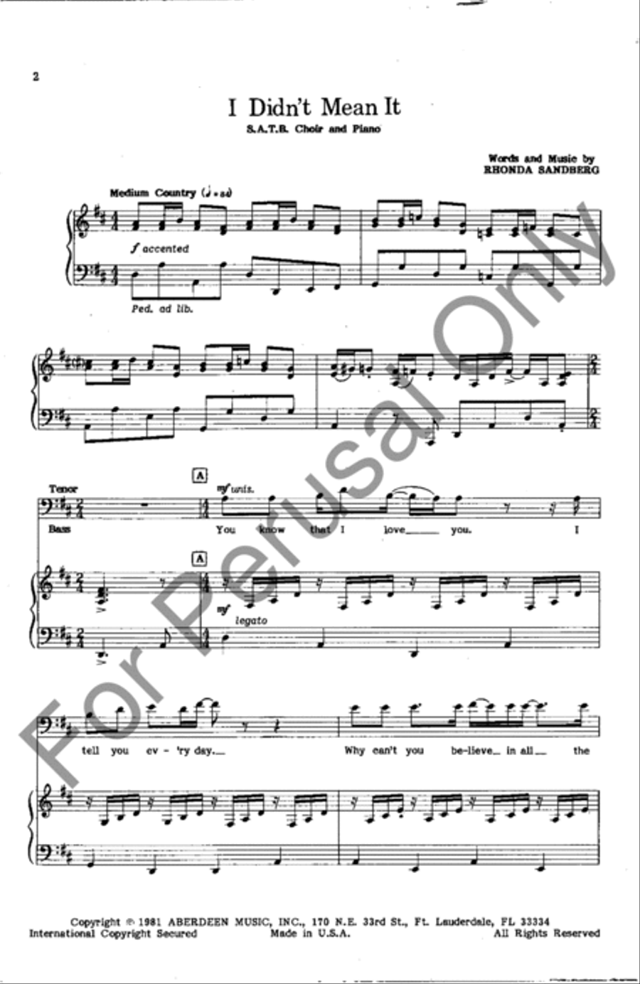 I Didn't Mean It I Didn't Mean It 4-Part scores gallery preview page 2