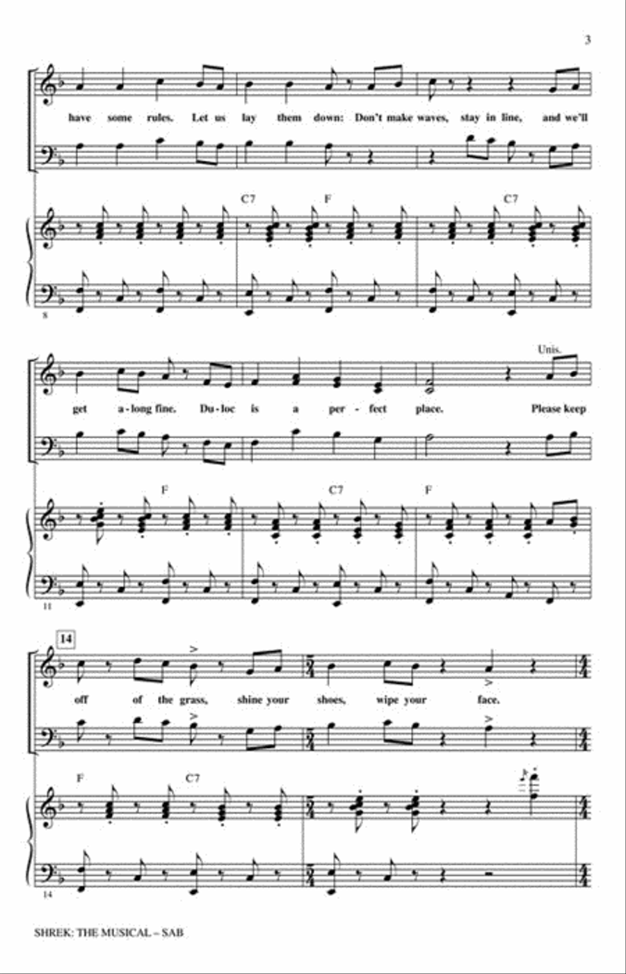 Shrek: The Musical (Choral Medley) 3-Part scores gallery preview page 3