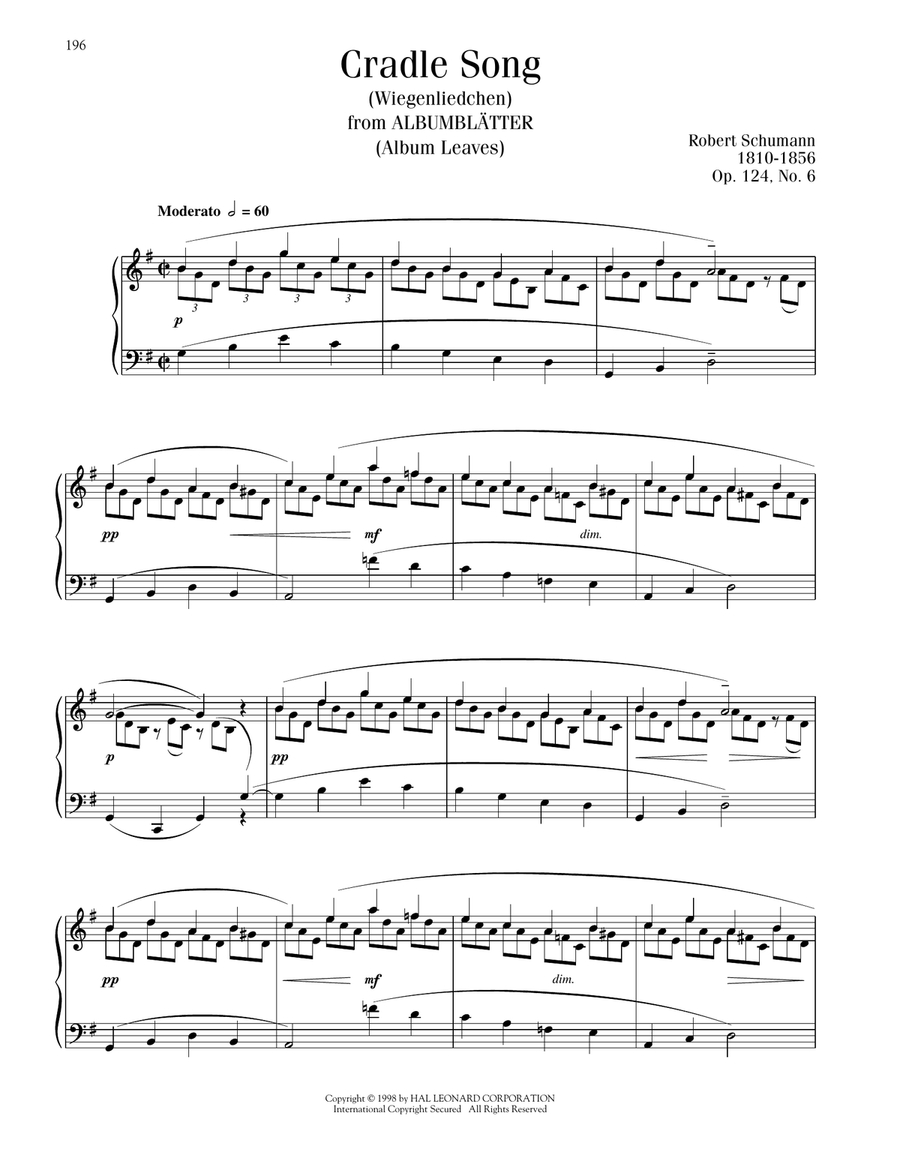 Little Lullaby, Op. 124, No. 6 Piano Solo scores gallery preview page 1