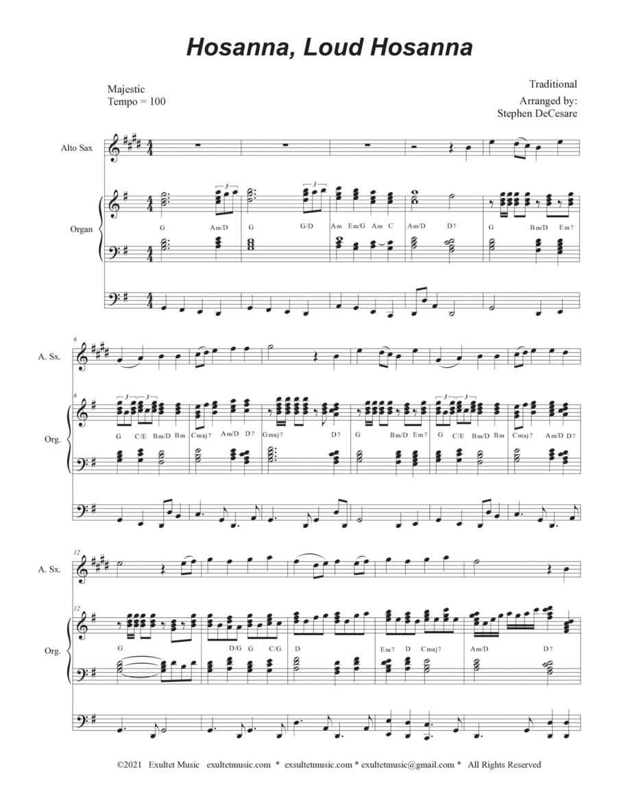 Hosanna, Loud Hosanna (Alto Saxophone - Organ accompaniment) image number null