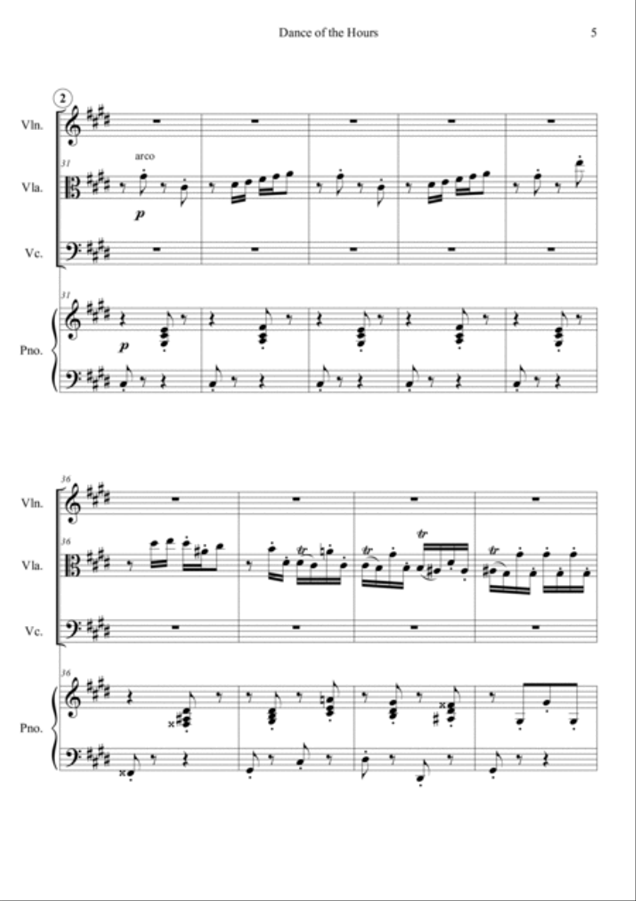 Dance of the Hours Piano Quartet scores gallery preview page 5