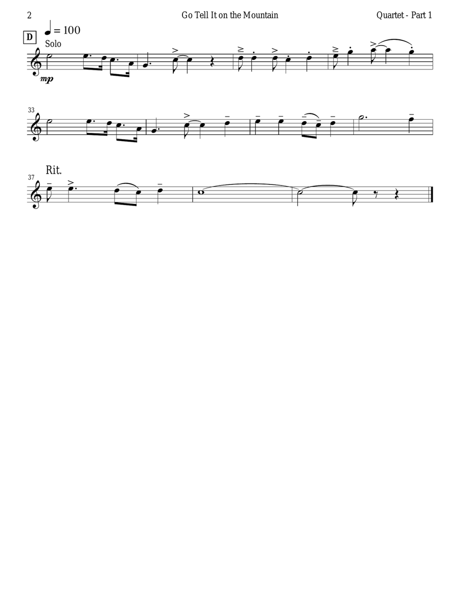 Go Tell It on the Mountain (Recorder Quartet) Soprano Recorder scores gallery preview page 5