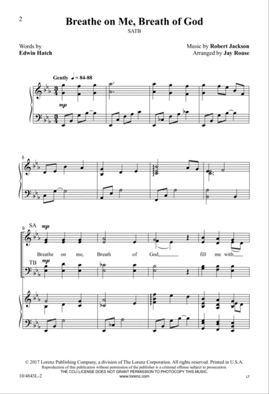 Breathe on Me, Breath of God Breathe on Me, Breath of God 4-Part scores gallery preview page 2